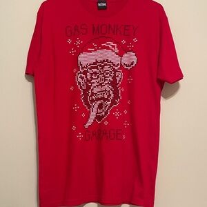 Ugly Christmas Gas Monkey Garage Red T-Shirt.   NEW!!!